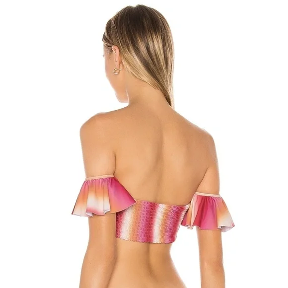 NWT Tularosa Emily Smocked Off Shoulder Ombre Bikini Top Sz. XL - Picture 3 of 3